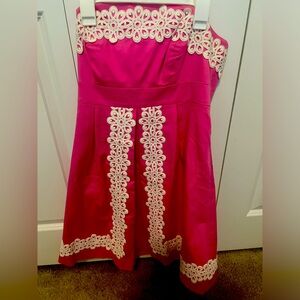 Rare lily Pulitzer pink and gold a line strapless dress size 4